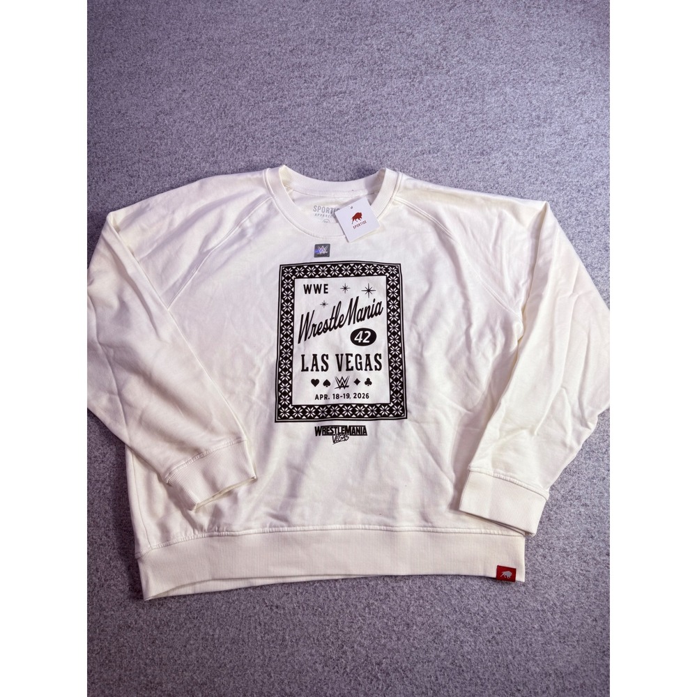 Sportiqe WWE WrestleMania 42 Las Vegas Crewneck Sweatshirt Cream XXL NWT